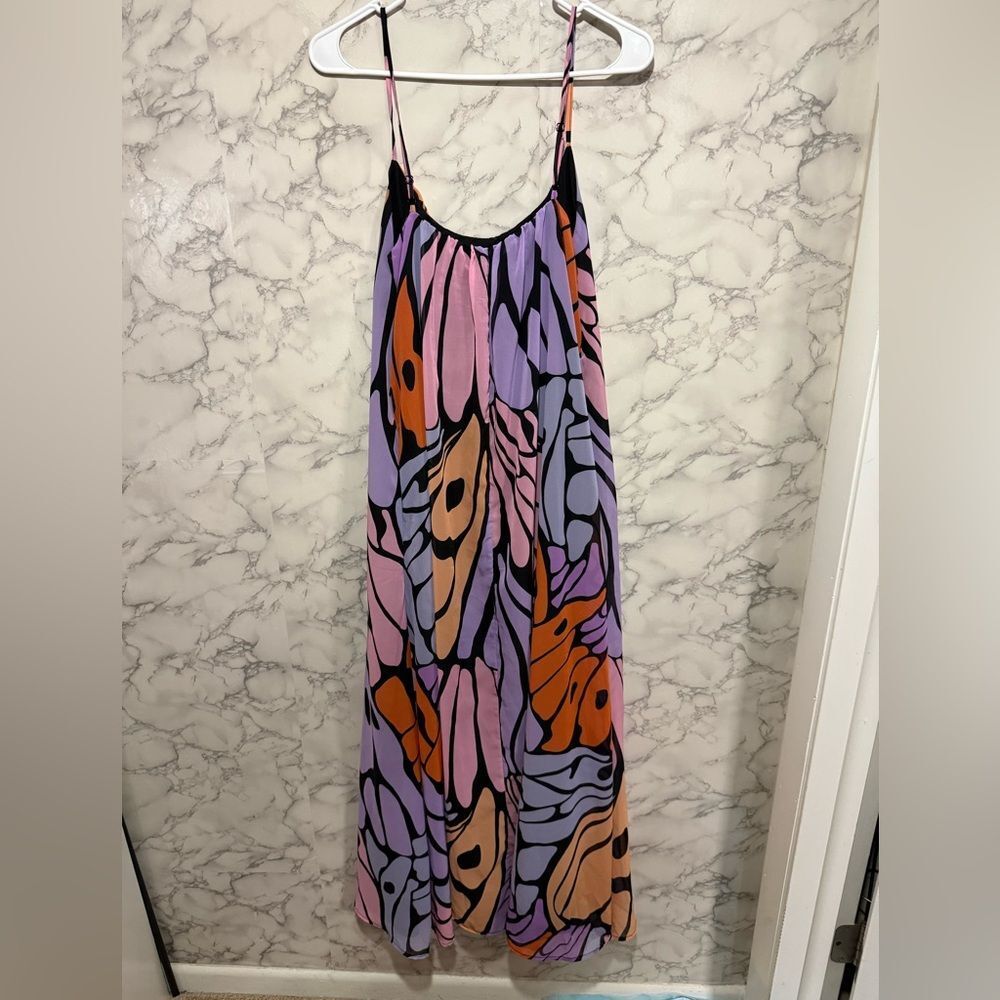 NEW Sam Edelman Butterfly Trapeze Maxi Dress L - Picture 7 of 9